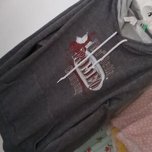 " Mo"  Betta Rodeo " Gray Hoodie with Red Graphic